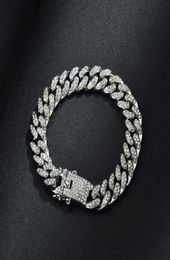 Men Hip Hop Bling Iced Out Miami Cuban Chain Bracelet Rosegold Silver Gold Simulated Diamond Jewelry5093503