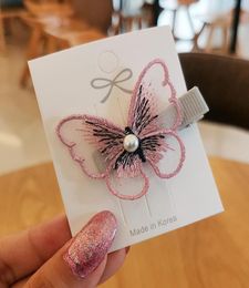 Butterfly Design Hair Clips Cute Kids Novelty Hair Accessories Whole Gauze Glitter Butterfly Princess Hairpins5405862