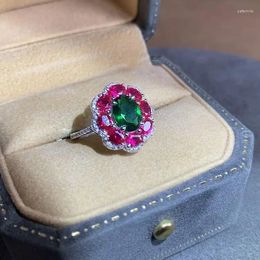 Cluster Rings Colourful Green Cubic Zircon 925 Silver For Women Special-interested Wedding Party Gorgeous Accessories Female Jewellery