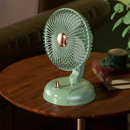 Electric Fans Retro Mini Fan Type-c Rechargeable Portable Fan Oscillating Head Table Mute Handheld Silent Cooling Fans Air Cooler for Outdoor YQ231225