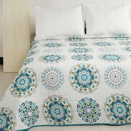 Floral Print Quilted Bedspread on The Bed Student Dormitory Blanket Tatami Sheet Coverlet Plaid Linen Cubrecam Cover Colcha 231225