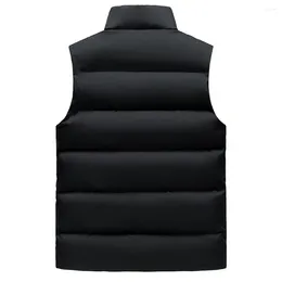Men's Vests Men Waistcoat Windproof Padded Vest With Stand Collar Zipper Closure For Autumn Winter Thickened Sleeveless