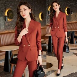 Women's Two Piece Pants Adult Lady Like Woman Business Suit 2023 Korean Style Fashion Loose Slimming Small Jacket Two-Piece