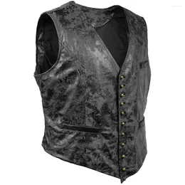 Men's Vests Fashionable Mens Sleeveless Western Waistcoat V Neck Suit Glossy Vest Slim Pu Leather Classic Black/Brown M 3XL