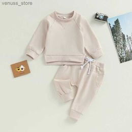 Clothing Sets 2023-06-05 Lioraitiin 0-3Years Toddler Boys Girl 2Pcs Fall Outfits Solid Crew Neck Long Sleeve Sweatshirts Long Pants Clothes