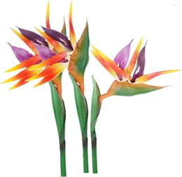 Decorative Flowers 3 Pcs Large Bird Of Paradise 29" Permanent Flower Strelitzia Imitating Tropical Plants Part Is Made Soft Rubber PU