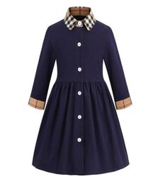 Baby Girls Long Sleeve Plaid Dresses Spring Autumn Kids Princess Dress Turndown Collar Girl Skirts Cotton Children Skirt3366915