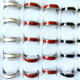100pcs Men Women 4mm Charm Elegant Ring Classic Stainless Steel Rings mix Enamel Comforable Bithday Gift Party Favor252x