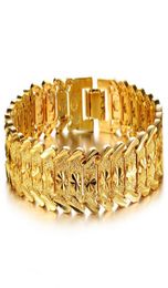 Personality Charm Bracelets 18K Gold Wheat Wrist Link Chain Bangles sumptuous Punk Jewellery For Men Women Cuban Bracelet Accessorie7101390
