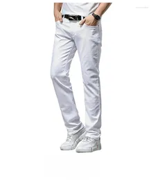Men's Jeans 2023 Spring Stretch White Classic Style Slim Fit Soft Trousers Male Brand Business Casual Pants