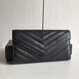 Luxury designer wallets Envelope style cowhide long wallet V-pattern plaid leather wallet genuine leather cowhide long wallet handbag for woman