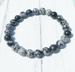 MG0391 A Grade Snowflake Obsidian Bracelet Healing Crystals Meditation Bracelet Protection Spiritual Gift Whole6629644