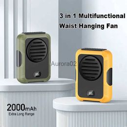 Electric Fans 2023 New Hanging Waist Fan Portable Air Cooler 2000mAh Cooling Fan USB Outdoor Sports Fan LED Digital Display Power Bank YQ231225