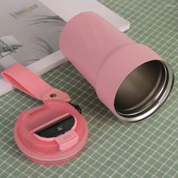 Water Bottles Travel Coffee Mug With One-handed Drinking Eco-friendly Straw Hole Design Portable Stainless Steel Insulated