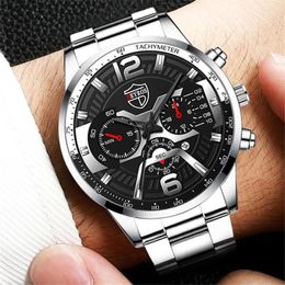 Wristwatches Fashion High-end Men's Quartz Watch Calendar Waterproof Non-Mechanical Hand Clock Luxury Steel Strap White Male Wristwatch