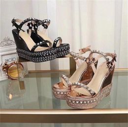 Sandals Sexy Women High Heels Rivets Sandal Studs Wedge Platform Fashion Ladies Wedge Spikes Rivets Studded Shoe u9hp#