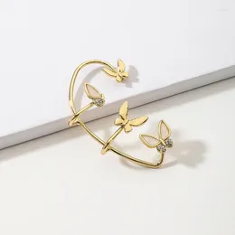 Dangle Earrings European And American Women's Non-Pierced Metal Rhinestone Butterfly Ear Clip Ins Hanging