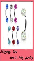 E10 eyebrow ring 30pcslot mix 10 Colour shamballa disco ball eyebrow stud piercing jewery Eyebrow bar4297049