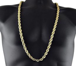8mm Thick 76cm Long Solid Rope ed Chain 24K Gold Silver Plated Hiphop ed Chain Necklace For mens1918829