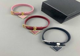 2022 Vintage Gold Color Steam Punk HipHop Design Jewelry Black Leather Bracelet Big Bangle Triangle Screw Top Brand Jewelry7419599