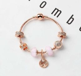 New style loose charm beads life tree pendant bangle rose gold charm bracelet girl women gift DIY Jewellery Accessories94238679038867