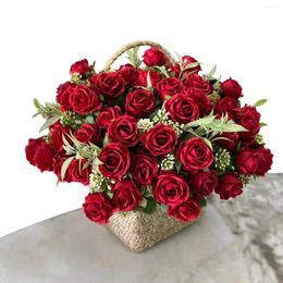 Decorative Flowers 10 Heads Rose Bouquet Artificial Western Wedding Decoration 6 Colors Peonies Fake