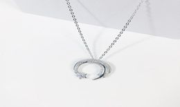 Chokers Moon Star 925 Sterling Silver Meteor Garden Slip Falling MicroInlaid Clavicle Chain Temperament Female Necklace SNE2953464377