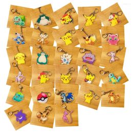 Keychains 28pcs/lot Acrylic Keychain Japanese Anime Keyring Double-sided UV Printed Pendant DIY Accessory Bag Student Gift