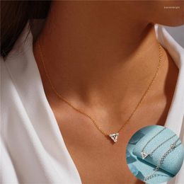 Chains 925 Sterling Silver Zircon Geometric Necklace For Women Girl Triangle Fine Chain Design Jewellery Birthday Gift Drop