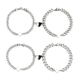 Bangle Couples Magnet Bracelet Stainless Steel Heart-shaped Attractive Wristband For Men And Women Valentine'Day Gifts216g