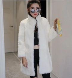 Jackets New Free Shipping Real Rabbit Fur Coat Women Rabbit Fur Jacket Long Full Pelt Rabbit Fur Overcoat Winter Outerwear Big Size