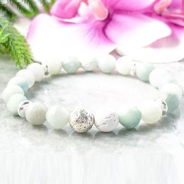 MG1089 Faced Amazonite Lava Bracelet Trendy Healing Crystals Stress Relief Gemstone Bracelet High Quality Yoga Mala Wrist Balance 304N