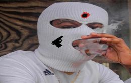 BeanieSkull Caps Embroidery Gun Pistol Balaclava Ski Face Mask Full Cover Winter Outdoor Sports Men Maskpink Three Holes9662573