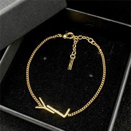 Luxury Designer Jewelry Pendant Necklaces Wedding Party Bracelets Jewellery Chain Brand Simple Letter Women Ornaments Gold Necklac256d