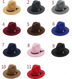 New Fashion felt jazz hats Classic TOP hats for men women Elegant Solid felt Fedora Hat Band Wide Flat Brim Stylish Panama Caps2484601