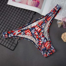 Underpants Men's Sexy Big Bag Pocket Printed Underwear U Bulge Pouch Briefs Mini Low Waist Breathable Panties Sissy Male Bikini