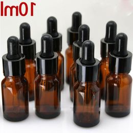 Wholesale Amber 10ml Glass Dropper Bottles For Ejuice With Black Rubber Top 10 ml E Liquid Glass Bottle Boitw