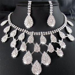 Earrings & Necklace Crystal Drop Neclace Rhinestone Wedding Bridal Jewellery Set Fashion287m