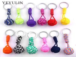 New Design Paracord Keychain Lanyard Fist Knot High Strength Parachute Cord Emergency Survival Tool Key Ring17279564