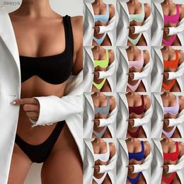 Swim wear Push Up Bikinis Women Swimsuit Biquinis 2023 Sexy Girl Swimwear Top and Bottom Set Padded Bathing Suit Badpak K L23118