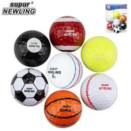 Golf balls with original box 7pc golf game 6pc 2 layers 1pc 3 line high quality Practise gift ball football 231225