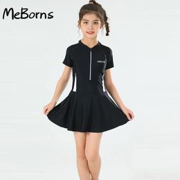 set One Piece Short Sleeve Girls Swimwear Japanese School Swimsuit Skirt Swimming Dress For Kids Conservative Children Bathing Suit