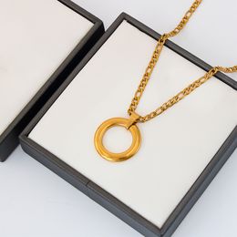 pendant necklace Korean hot selling fashion niche titanium steel material circular plated with 18K real gold lock bone chain accessories YS96