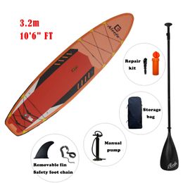 10'6'' Inflatable Stand Up Inflat Paddle Board Surf SUP Double Thick PVC Racing Yoga 231225