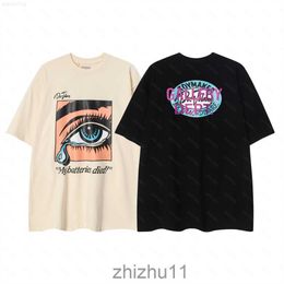 Mens Tshirts Galleries Dept Harajuku 23ss Vintage Washed Gold Stamp Letters My Batteries Died Printed t Shirt Loose Oversized Hip Hop Unisex Short Sleeve Te 6V6P