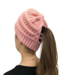 Beanie/Skull Caps 2021 Winter Women's Wool Knit Hat Color Woolen Warm Ear Protection Colorful Hats Bonnet 5287757