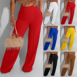 Women's Pants Slim Wide Leg Womens Sexy Skinny Fashion Straight Leisure Bottoms Solid Casual Work Office-lady Color Trousers