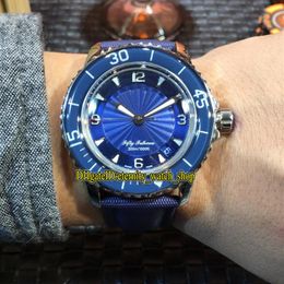 MM Factory New FIFTY FATHOMS 5015D-1140-52B Blue Geneva Dial Japan Miyota Automatic Mens Watch Silvery Case Nylon Fibre Leather Ba165G