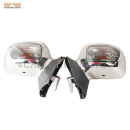 Motorcycle Lighting Chrome Motorcycle Rear View Mirrors with Clear Signal Light Case for Honda Goldwing GL1800 2001-2011L231225