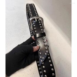 Belts Women's Fashion Genuine Leather Rivet Punk Corset Female Cummerbund Coat Waistband Dress Decration Wide Belt J211